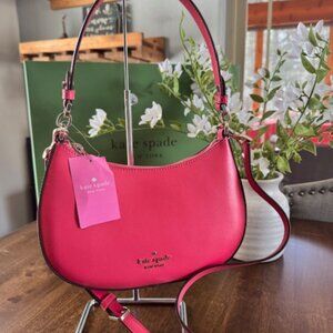 Kate Spade Staci Crossbody Saffiano Half Moon Purse - Dark Watermelon Gelato